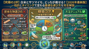 【究極の2択】白米とサツマイモ、どっちが痩せる？目的とタイミングで変わる最適な選び方を完全解説
