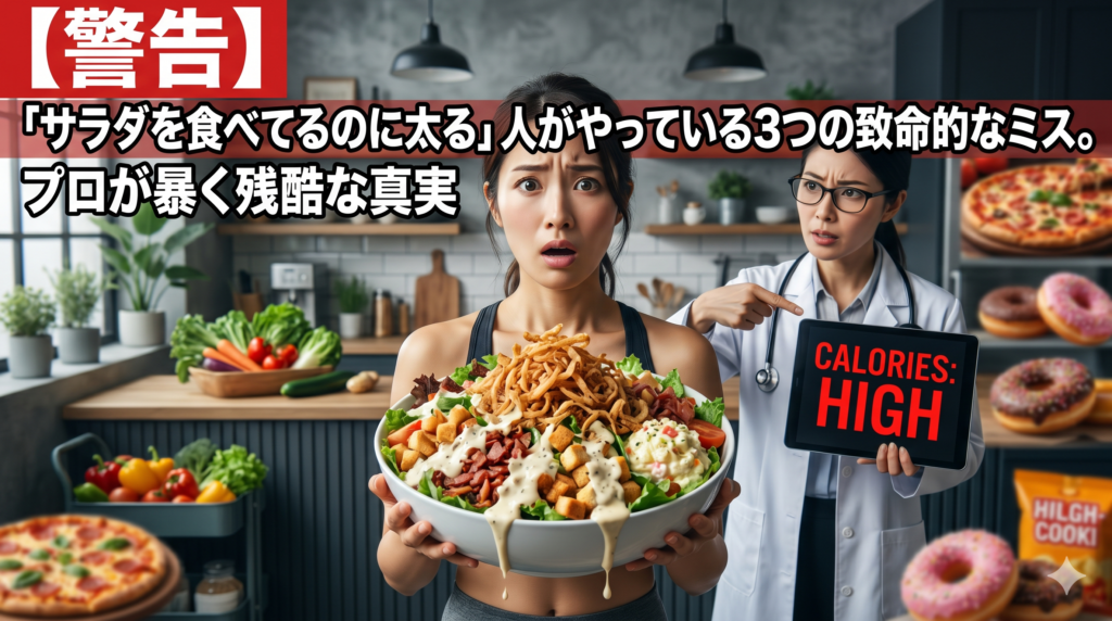 【警告】「サラダを食べてるのに太る」人がやっている3つの致命的なミス。プロが暴く残酷な真実