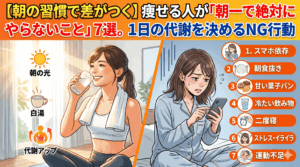 【朝の習慣で差がつく】痩せる人が「朝一で絶対にやらないこと」7選。1日の代謝を決めるNG行動