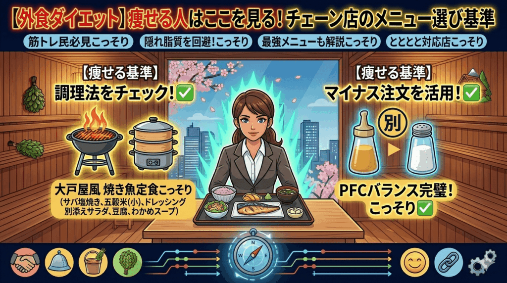 外食ダイエット】痩せる人はここを見る！チェーン店のメニュー選び「3つの絶対基準」