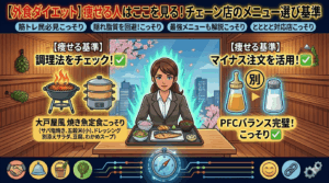 外食ダイエット】痩せる人はここを見る！チェーン店のメニュー選び「3つの絶対基準」