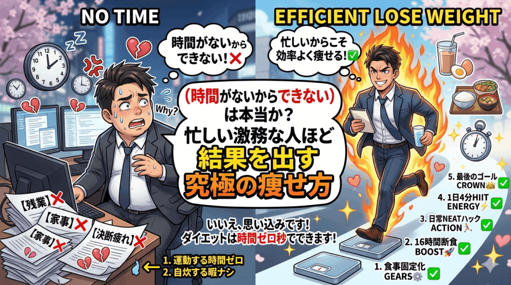 【言い訳終了】「時間がないから痩せられない」は本当か？忙しい激務な人ほど結果を出す究極の痩せ方