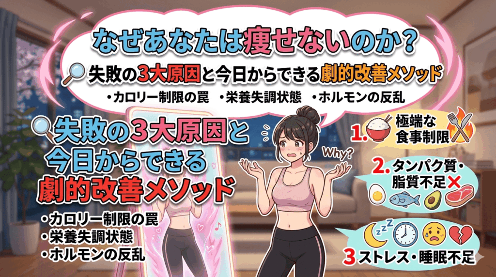 なぜあなたは痩せないのか？3つの失敗原因と今日からできる劇的改善メソッド