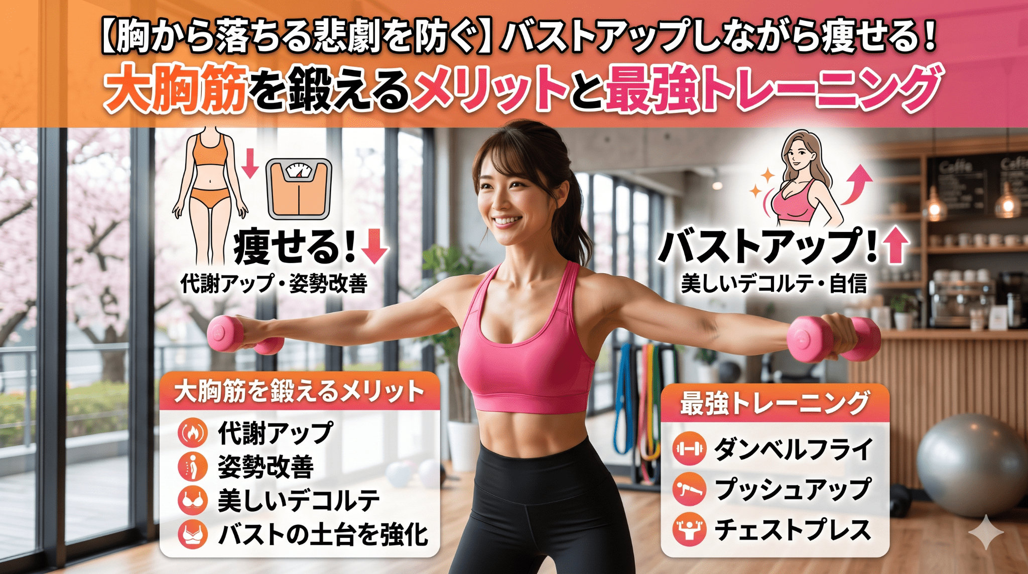 胸から落ちる悲劇を防ぐ】バストアップしながら痩せる！大胸筋を鍛える