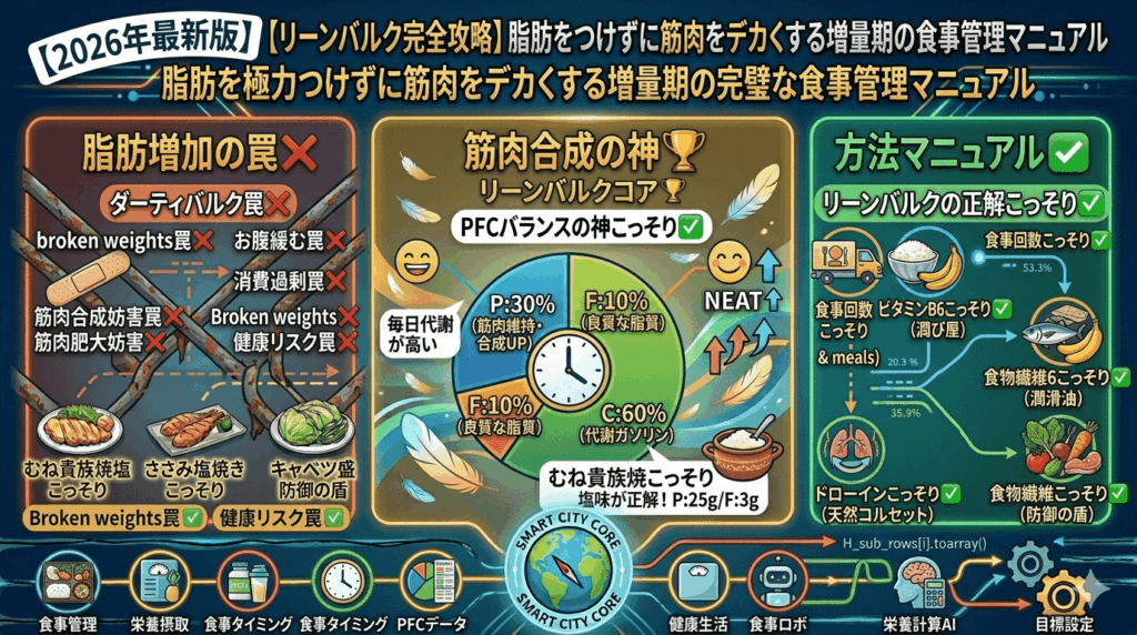 【リーンバルク完全攻略】脂肪をつけずに筋肉をデカくする増量期の食事管理マニュアル