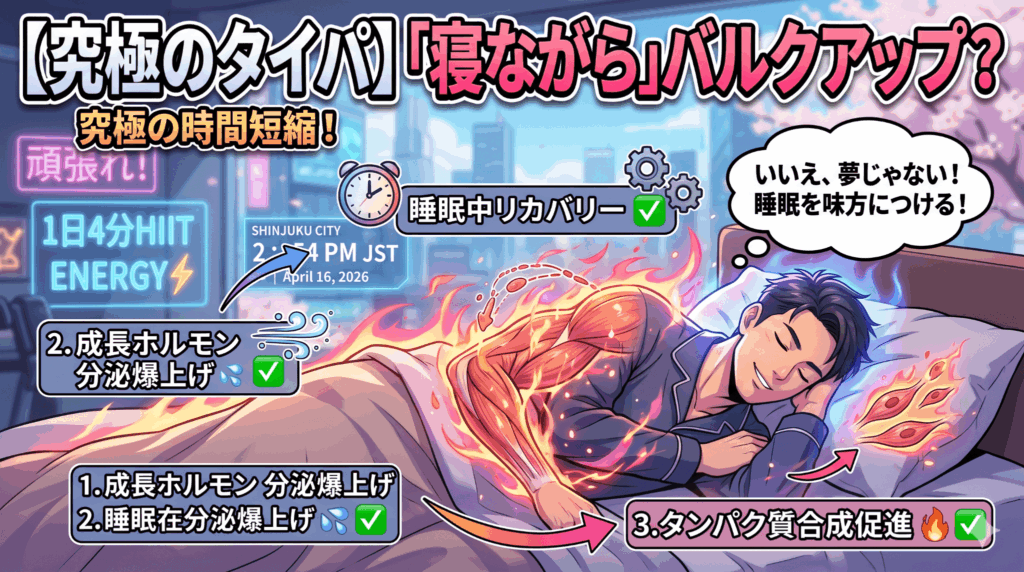 【究極のタイパ】「寝ながら」バルクアップ？睡眠中の筋肥大を最大化する夜のルーティン