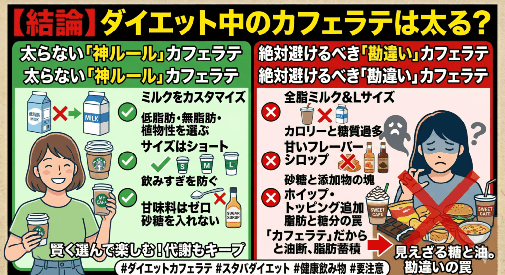【結論】ダイエット中のカフェラテは太る？スタバやコンビニで守るべき「3つの神ルール」