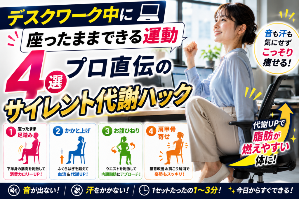 デスクワーク中に座ったままできる運動4選！プロ直伝のサイレント代謝ハック