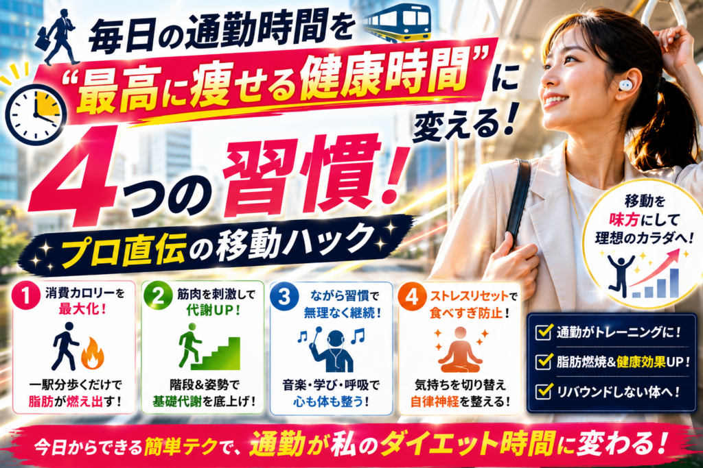 毎日の通勤時間を「最高に痩せる健康時間」に変える4つの習慣！プロ直伝の移動ハック
