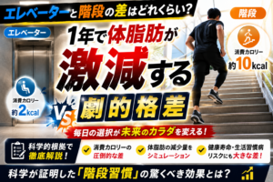 エレベーターと階段の差はどれくらい？1年で体脂肪が激減する劇的格差と科学的根拠