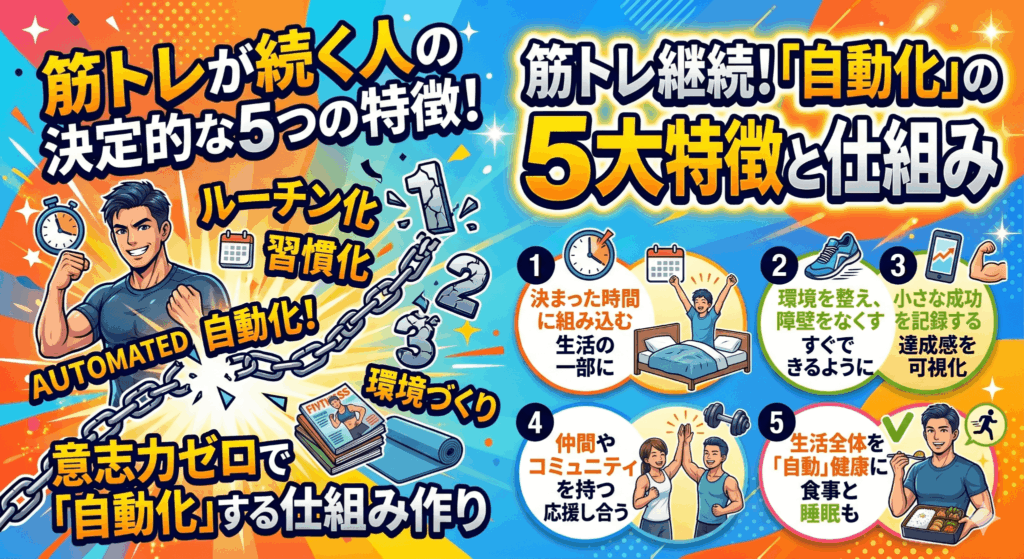 筋トレが続く人の決定的な5つの特徴！意志力ゼロで「自動化」する仕組み作り