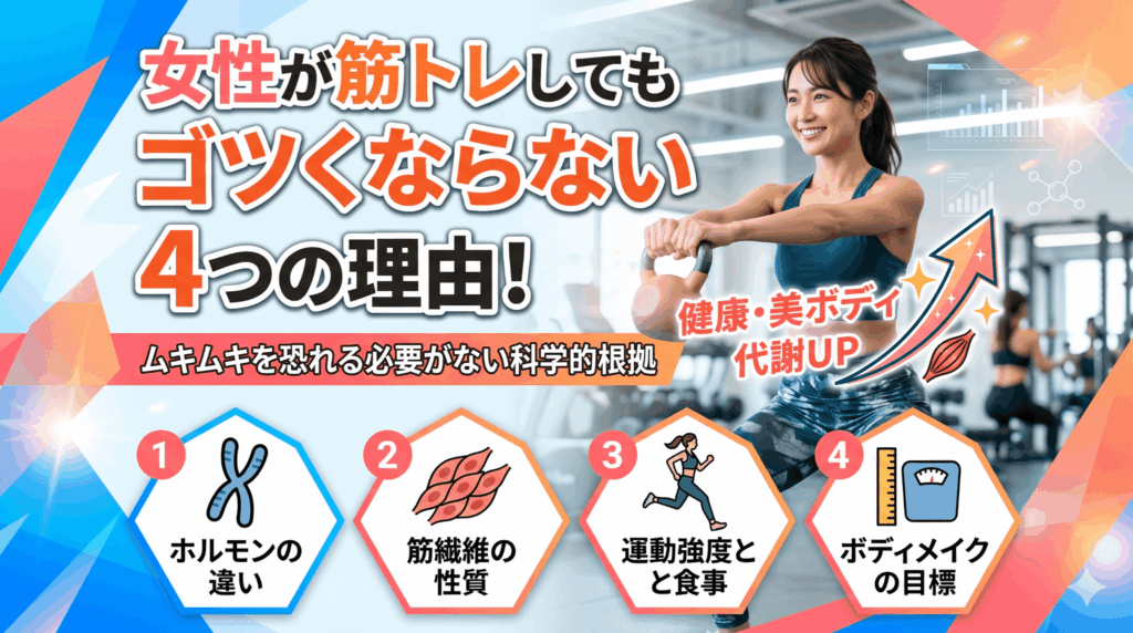 女性が筋トレしてもゴツくならない4つの理由！ムキムキを恐れる必要がない科学的根拠