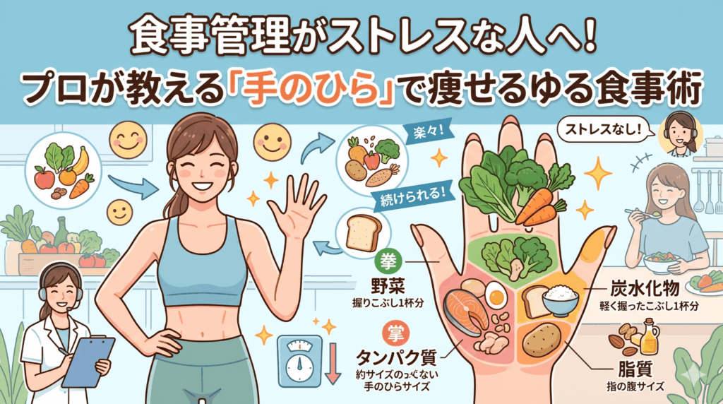 食事管理がストレスな人へ！プロが教える「手のひら」で痩せるゆる食事術