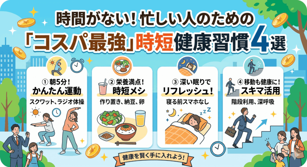 時間がない！忙しい人のための「コスパ最強」時短健康習慣4選