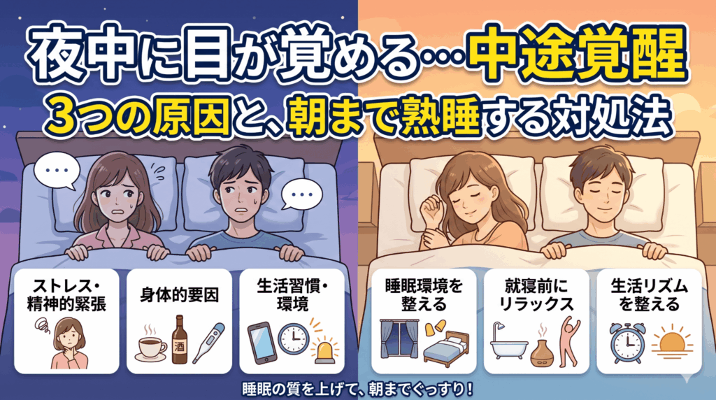 夜中に目が覚める「中途覚醒」の3つの原因と朝まで熟睡する対処法