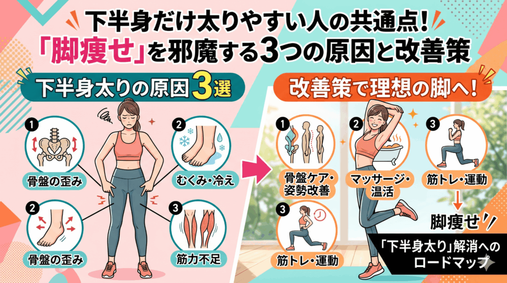 下半身だけ太りやすい人の共通点！「脚痩せ」を邪魔する3つの原因と改善策