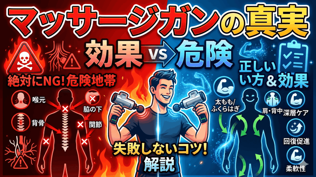 マッサージガンの効果とデメリット！絶対に当ててはいけない危険地帯と正しい使い方