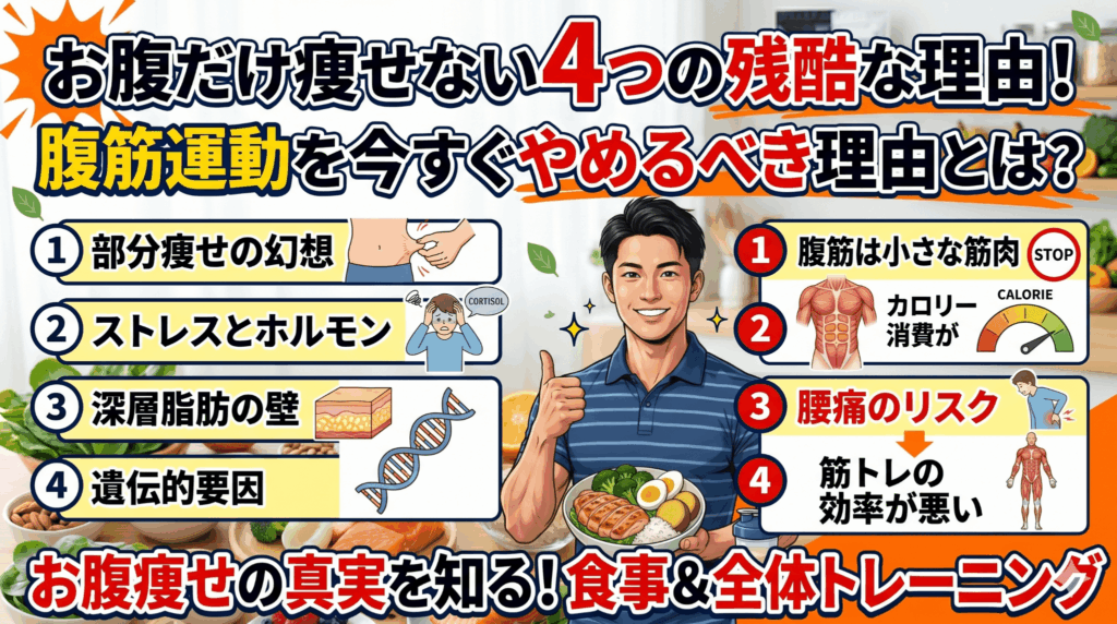 お腹だけ痩せない4つの残酷な理由！腹筋運動を今すぐやめるべき理由とは？