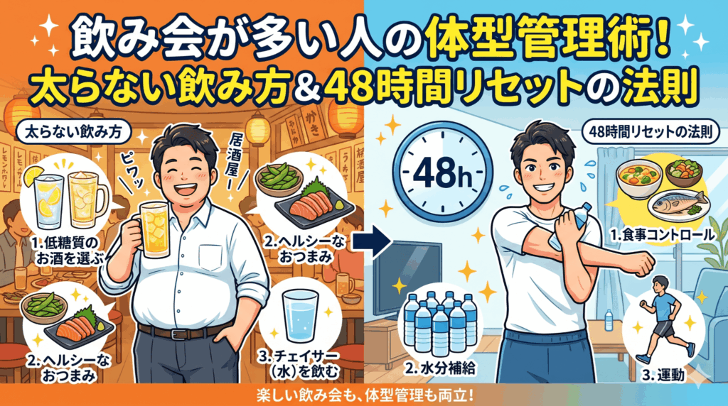 飲み会が多い人の体型管理術！「太らない飲み方」と48時間リセットの法則