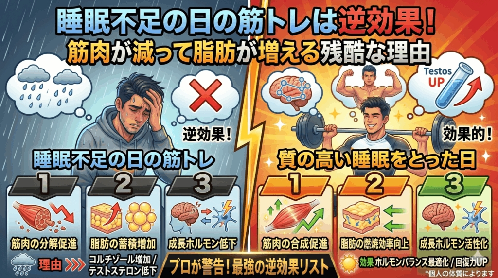 睡眠不足の日の筋トレは逆効果！筋肉が減って脂肪が増える残酷な理由