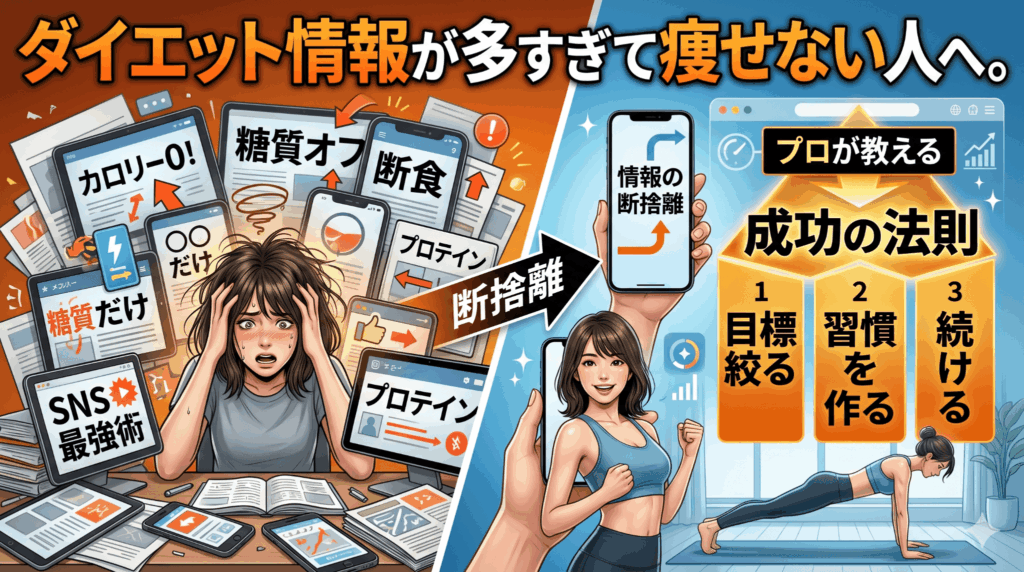 ダイエット情報が多すぎて痩せない人へ。プロが教える「情報の断捨離」と成功の法則