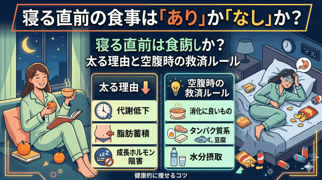 寝る直前の食事は「あり」か「なし」か？太る理由と空腹時の救済ルール