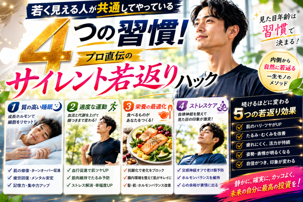 若く見える人が共通してやっている4つの習慣！プロ直伝のサイレント若返りハック