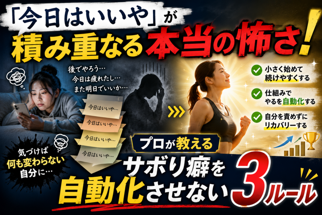 「今日はいいや」が積み重なる本当の怖さ！プロが教えるサボり癖を自動化させない3ルール