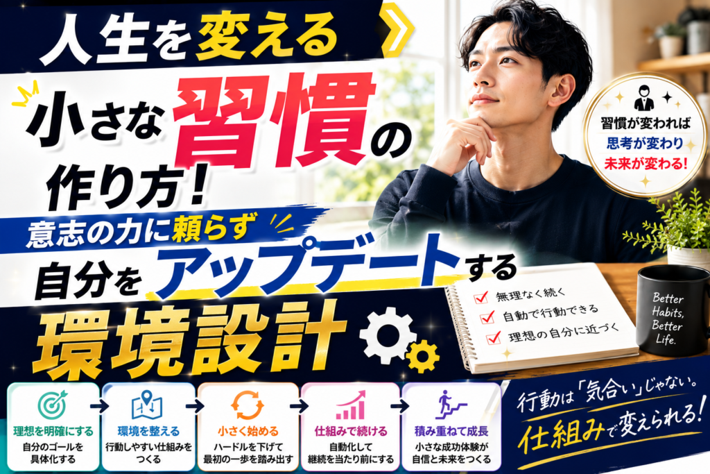 人生を変える小さな習慣の作り方！意志の力に頼らず自分をアップデートする環境設計