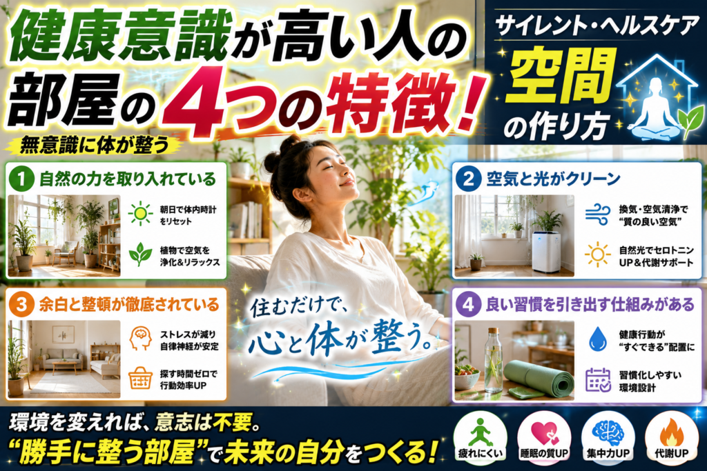 健康意識が高い人の部屋の4つの特徴！無意識に体が整う「サイレント・ヘルスケア空間」の作り方