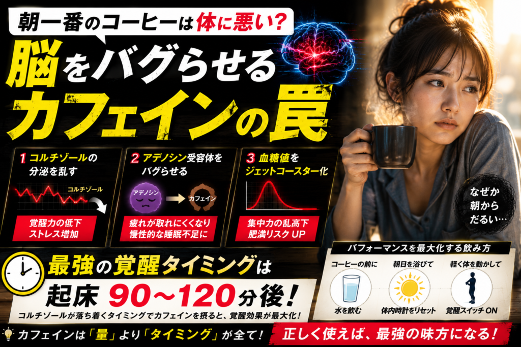 朝一番のコーヒーは体に悪い？脳をバグらせる「カフェインの罠」と最強の覚醒タイミング