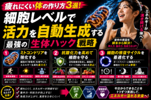 疲れにくい体の作り方3選！細胞レベルで活力を自動生成する最強の生体ハック戦略