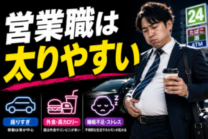 営業職が太りやすい3つの科学的理由！外回りでも勝手に引き締まるプロの動線ハック