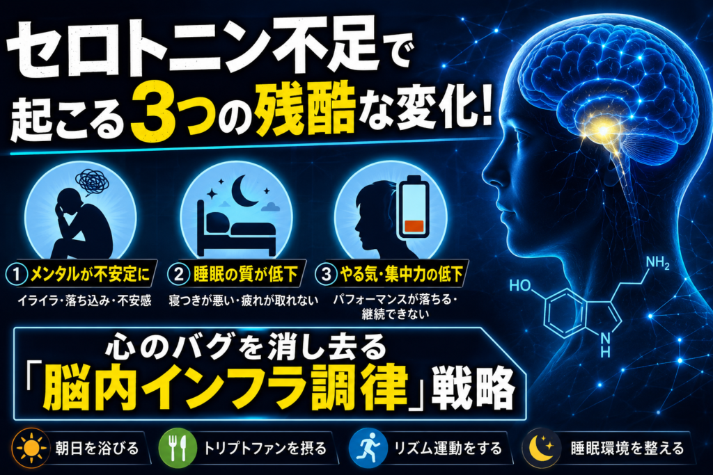 セロトニン不足で起こる3つの残酷な変化！心のバグを消し去る「脳内インフラ調律」戦略