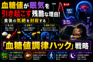 血糖値が眠気を引き起こす残酷な理由！食後の気絶を封殺する「血糖値調律ハック」