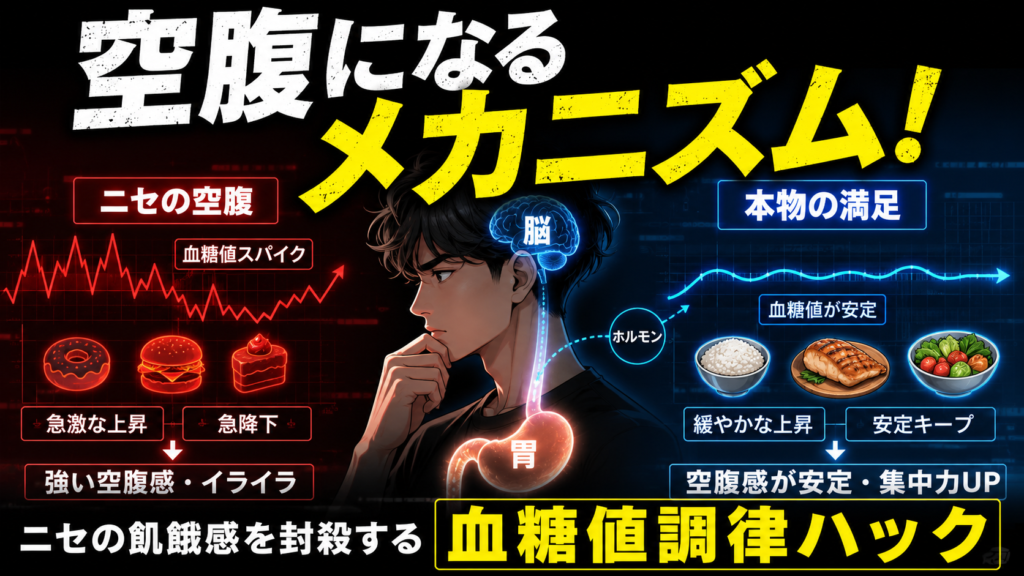 空腹になるメカニズム！ニセの飢餓感を封殺する「血糖値調律ハック」