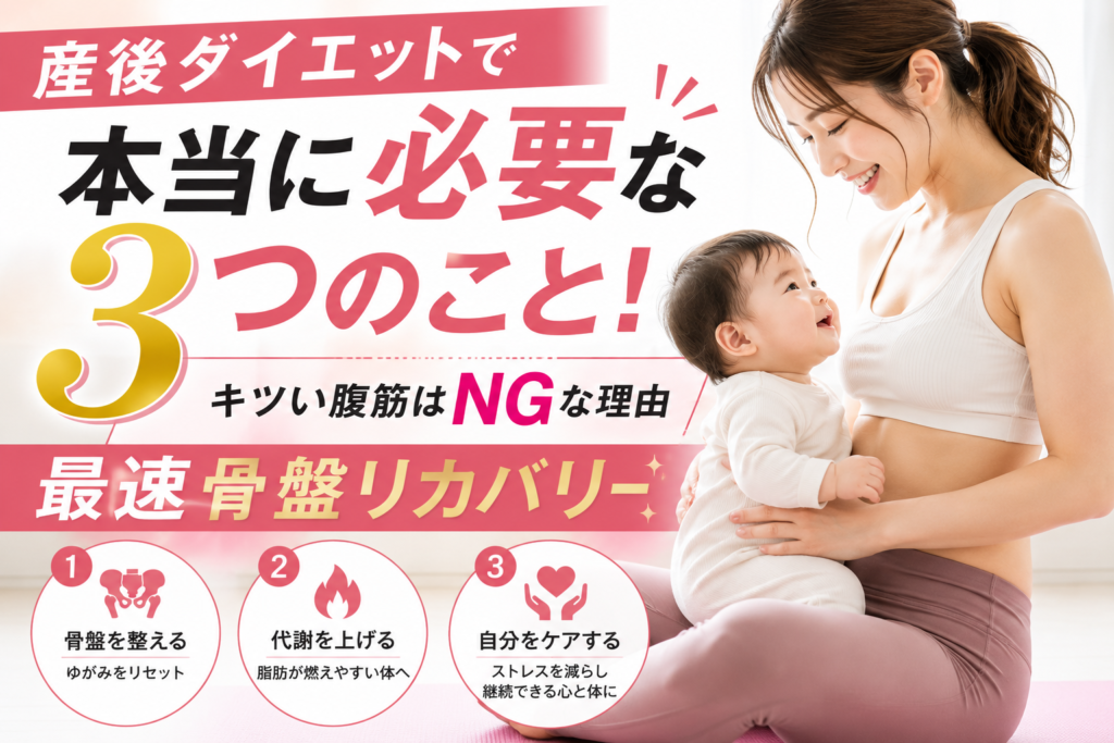 産後ダイエットで本当に必要な3つのこと！キツい腹筋はNGな理由と最速骨盤リカバリー