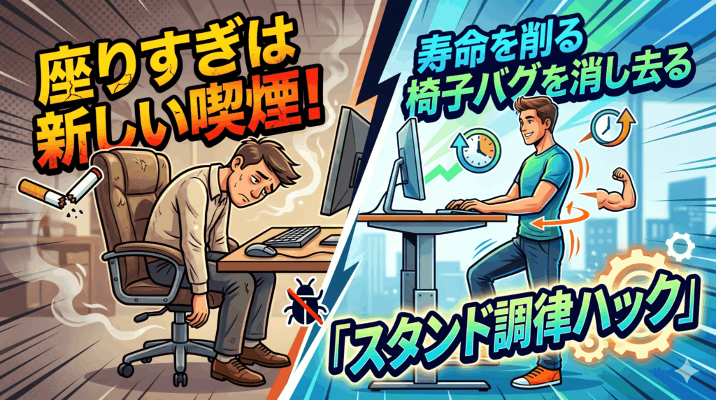 座りすぎは新しい喫煙！寿命を削る椅子バグを消し去る「スタンド調律ハック」
