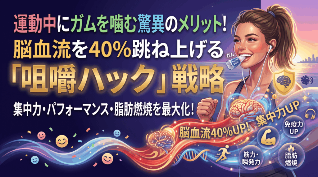 運動中にガムを噛む驚異のメリット！脳血流を40%跳ね上げる「咀嚼ハック」戦略
