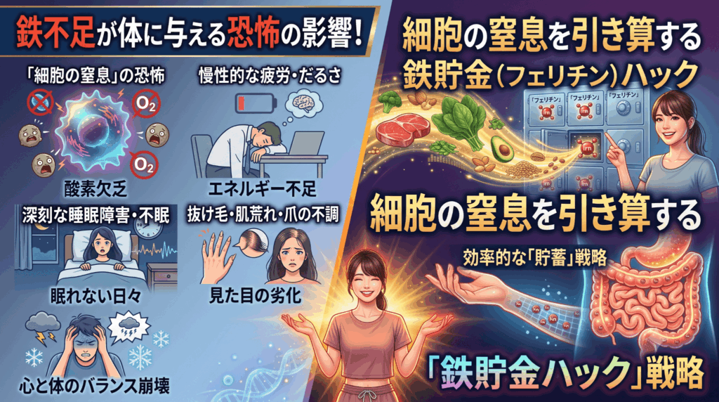 鉄不足が体に与える恐怖の影響！細胞の窒息を引き算する「鉄貯金（フェリチン）ハック」