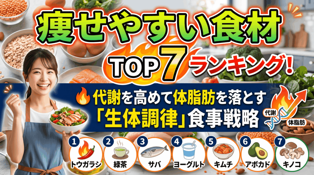 痩せやすい食材ランキングTOP7！代謝を高めて体脂肪を落とす「生体調律」食事戦略