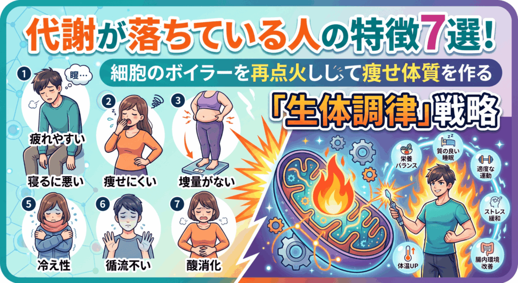 代謝が落ちている人の特徴7選！細胞のボイラーを再点火して痩せ体質を作る「生体調律」戦略
