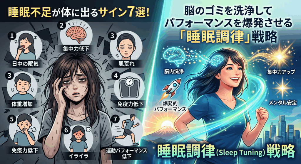 睡眠不足が体に出るサイン7選！脳のゴミを洗浄してパフォーマンスを爆発させる「睡眠調律」戦略