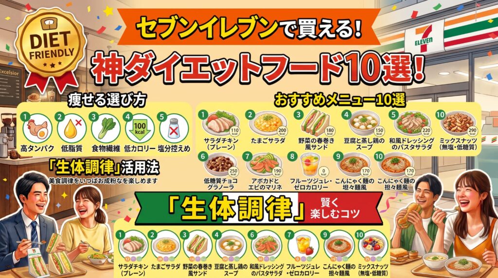 セブンイレブンで買える！神ダイエットフード10選！痩せる選び方と「生体調律」活用法