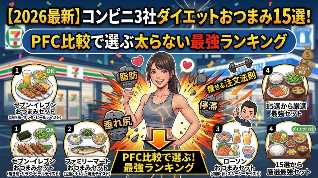 【2026最新】コンビニ3社ダイエットおつまみ15選！PFC比較で選ぶ太らない最強ランキング