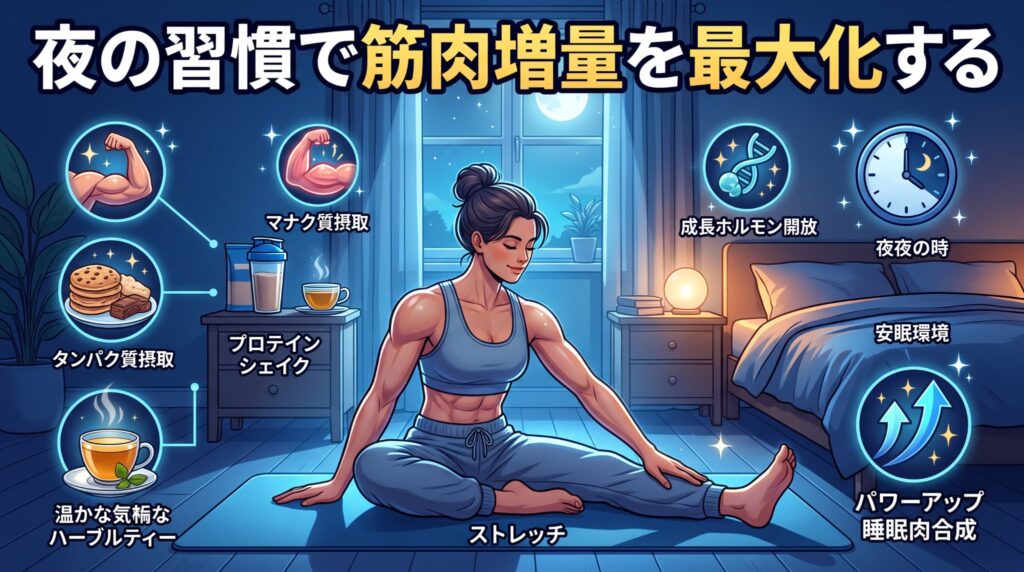 夜の習慣で筋肉増量を最大化する