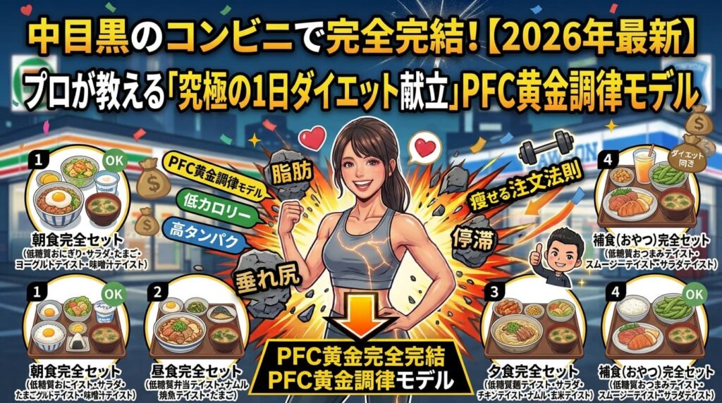 中目黒のコンビニで完全完結！プロが教える「究極の1日ダイエット献立」PFC黄金調律モデル【2026年最新】