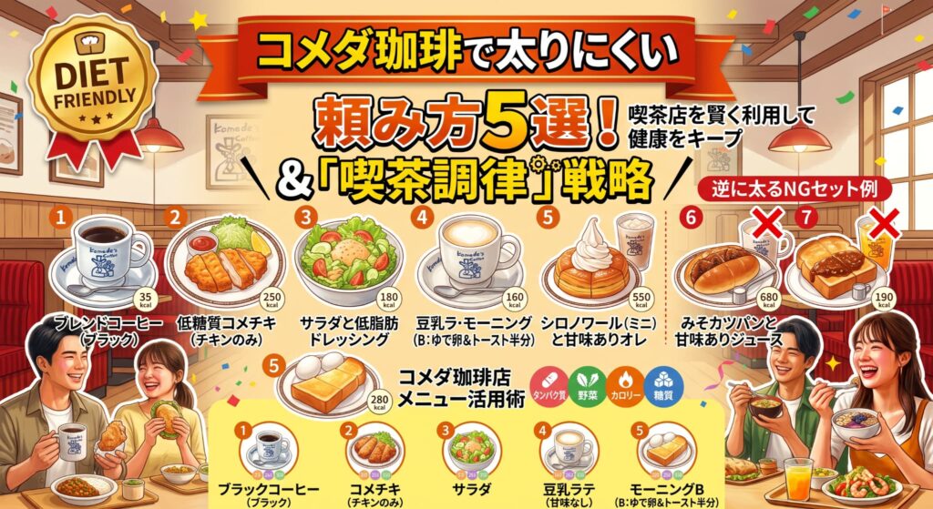 コメダ珈琲で太りにくい頼み方5選！逆に太るNGセット例と「喫茶調律」戦略