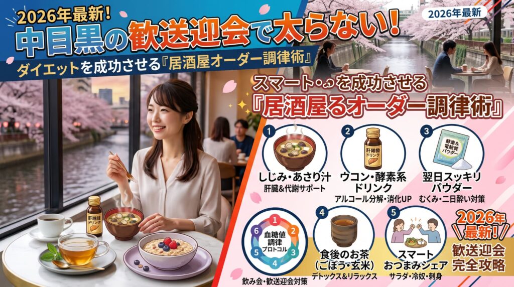 2026年最新！中目黒の歓送迎会で太らない！ダイエットを成功させる「居酒屋オーダー調律術」