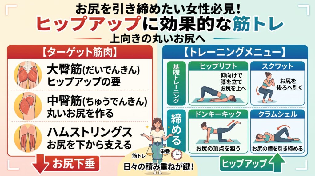 【生体力学の結論】お尻を引き締めたい女性必見！ヒップアップに効果的な筋トレ種目と「美尻調律」戦略